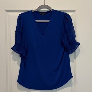 Adrianna Papell Royal Blue Blouse with Puff Sleeves
